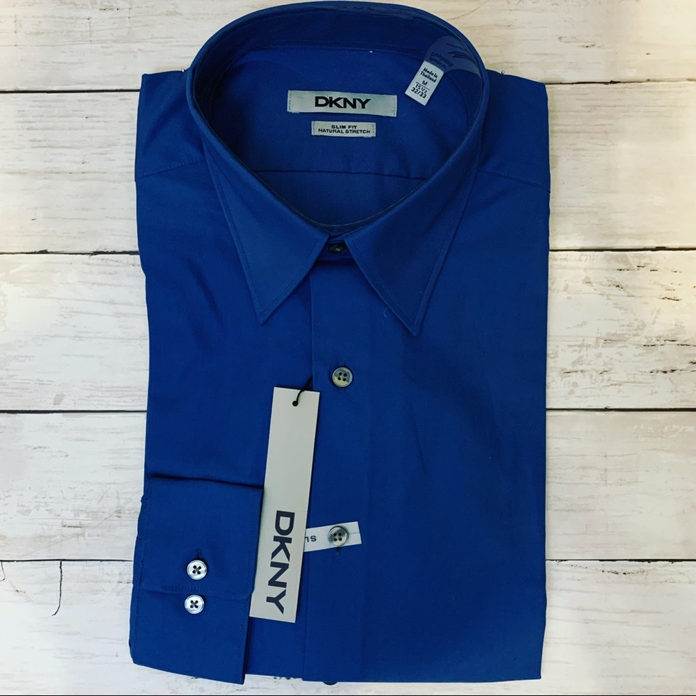 ❤️ DKNY men’s long sleeve shirt lagoon blue